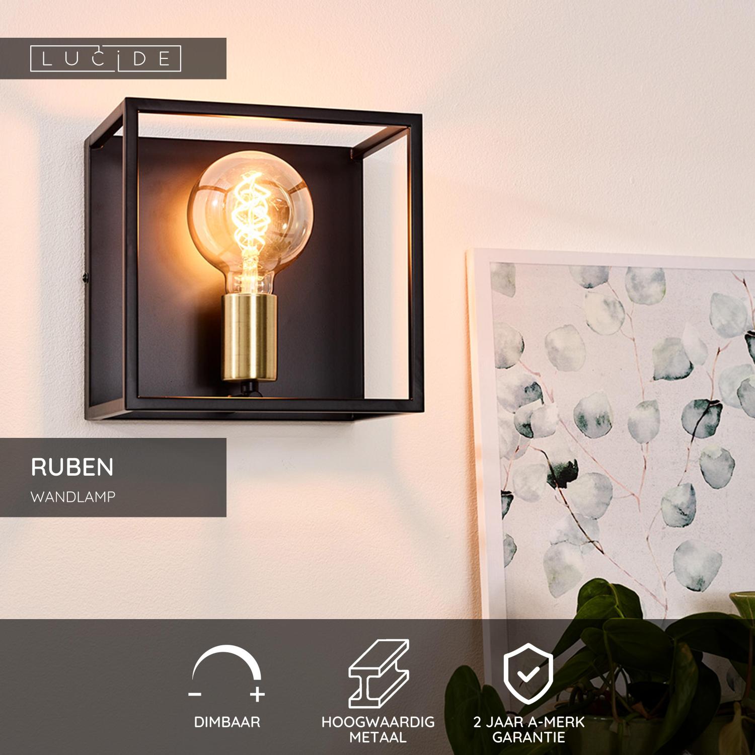 RUBEN - Wandlamp - 1xE27 - Zwart