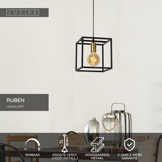 RUBEN - Hanglamp - 1xE27 - Zwart