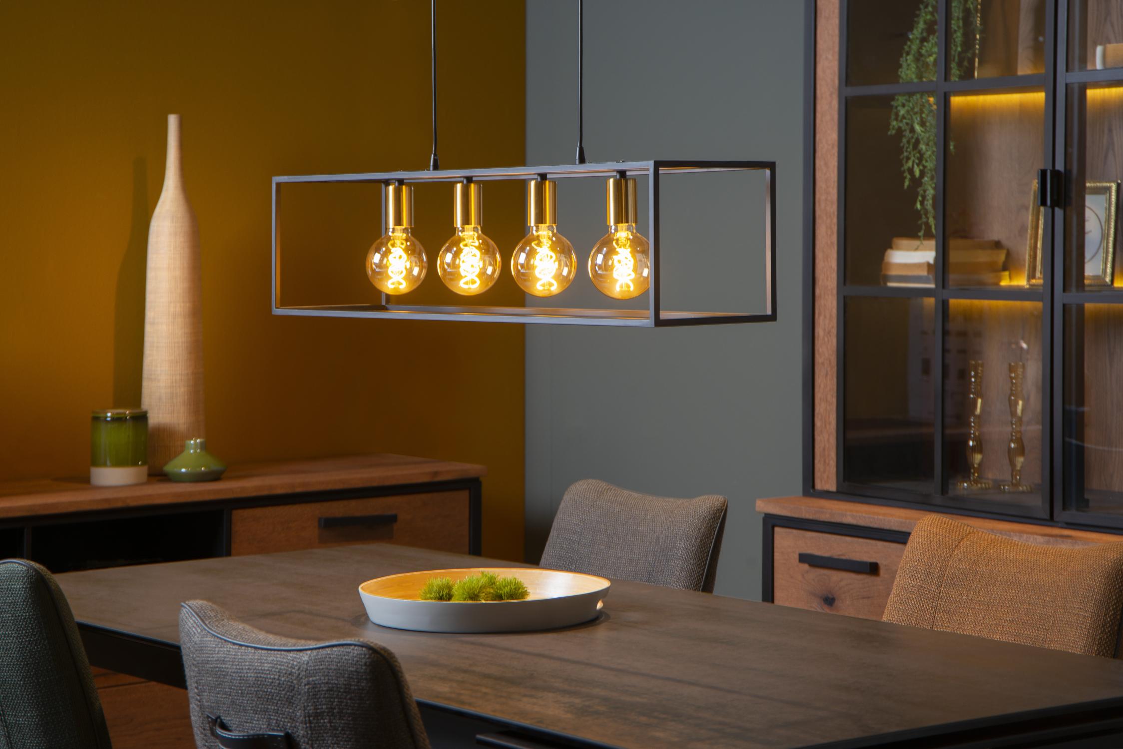 RUBEN - Hanglamp - 4xE27 - Zwart