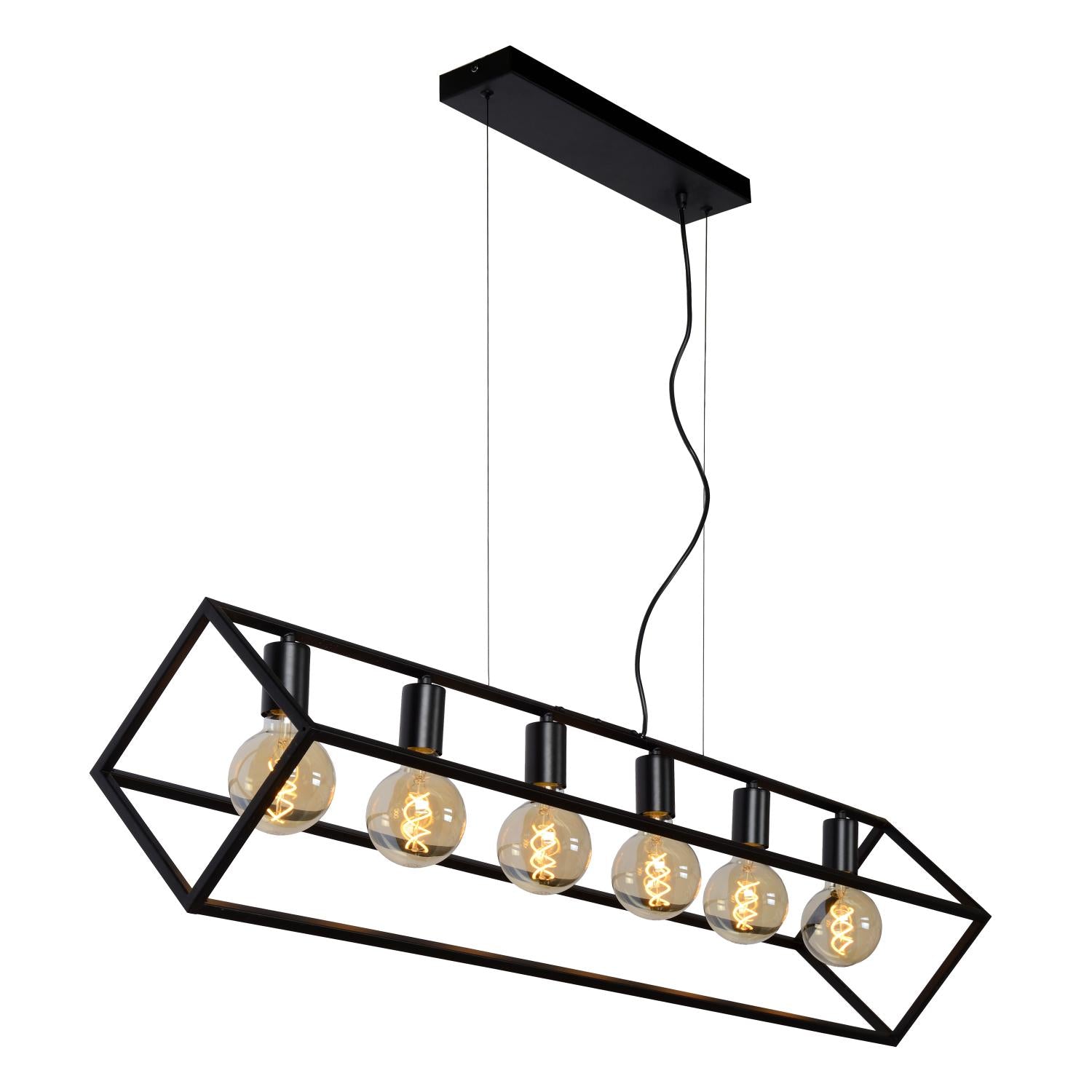 FABIAN - Hanglamp - 6xE27 - Zwart