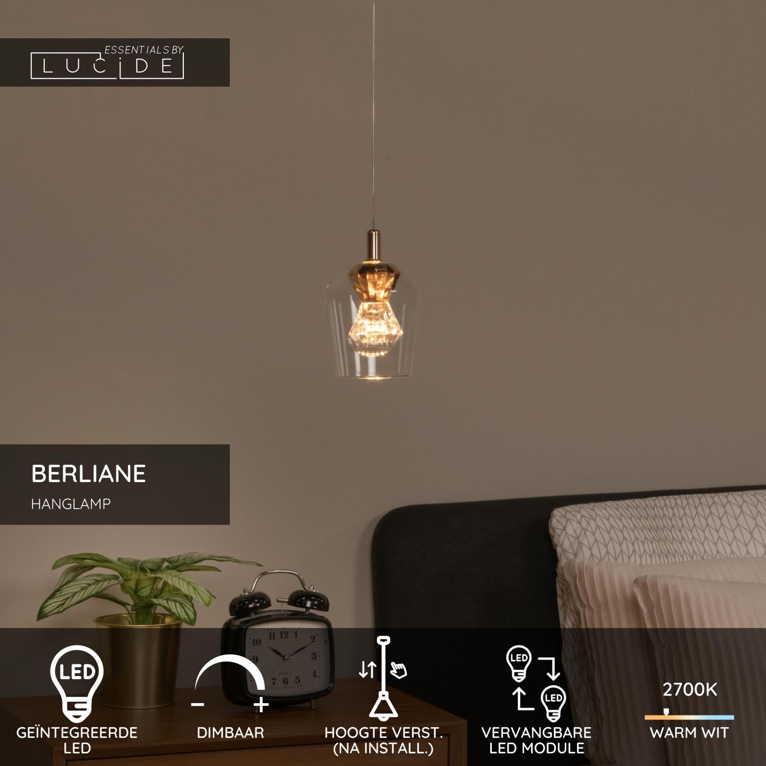 BERLIANE - Suspension - Ø 12 cm - LED Var. - 1x4W 2700K - Avec module LED remplaçable - Transparent | Essential