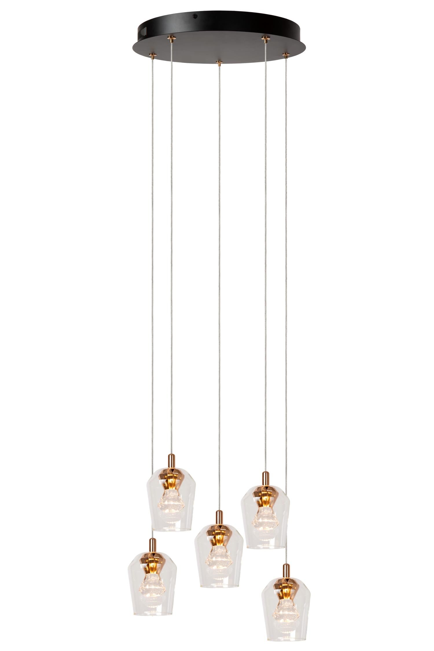 BERLIANE - Pendant light - Ø 34 cm - LED Dimmable - 5x4W 2700K - With replaceable LED module - Transparent | Essential