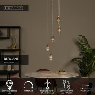 BERLIANE - Pendant light - Ø 34 cm - LED Dimmable - 5x4W 2700K - With replaceable LED module - Transparent | Essential