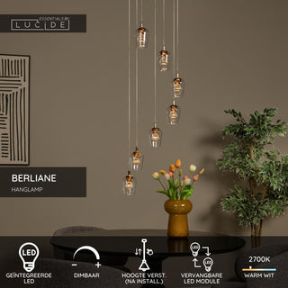 BERLIANE - Hanglamp - Ø 39 cm - LED Dimb. - 7x4W 2700K - Met vervangbare LED-module - Transparant | Essential