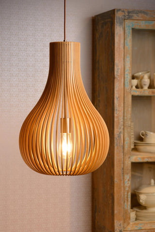 BODO - Suspension - Ø 38 cm - 1xE27 - Aspect bois clair