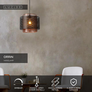 ORRIN - Hanglamp - Ø 34 cm - 1xE27 - Zwart