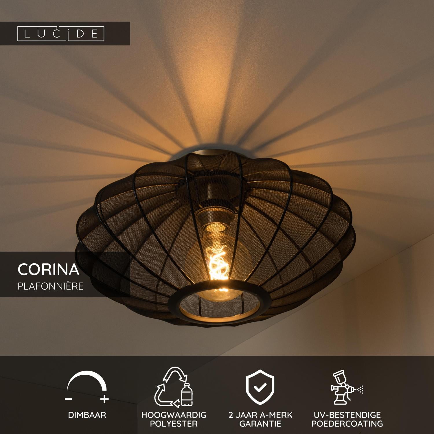 CORINA - Plafonnier - Ø 40 cm - 1xE27 - Noir
