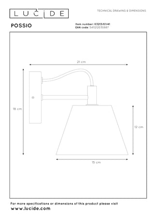 POSSIO - Wandlamp - 1xE14 - Grijs