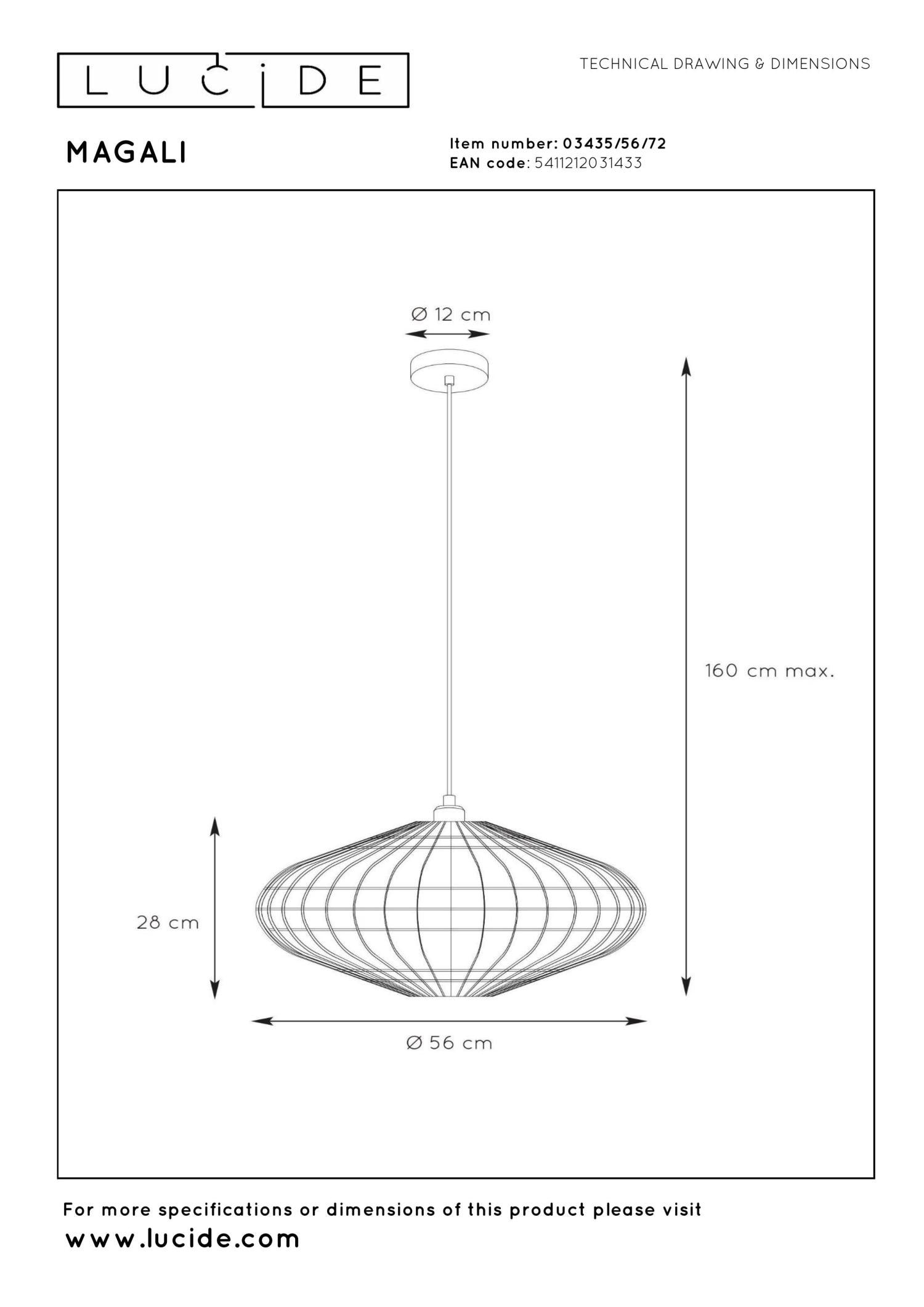 MAGALI - Hanglamp - Ø 56 cm - 1xE27 - Naturel