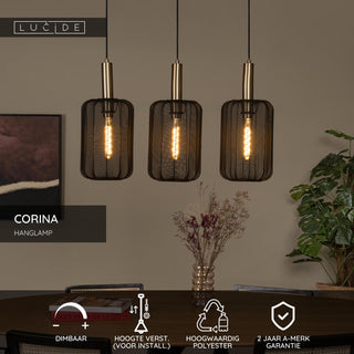 CORINA - Suspension - 3xE27 - Noir