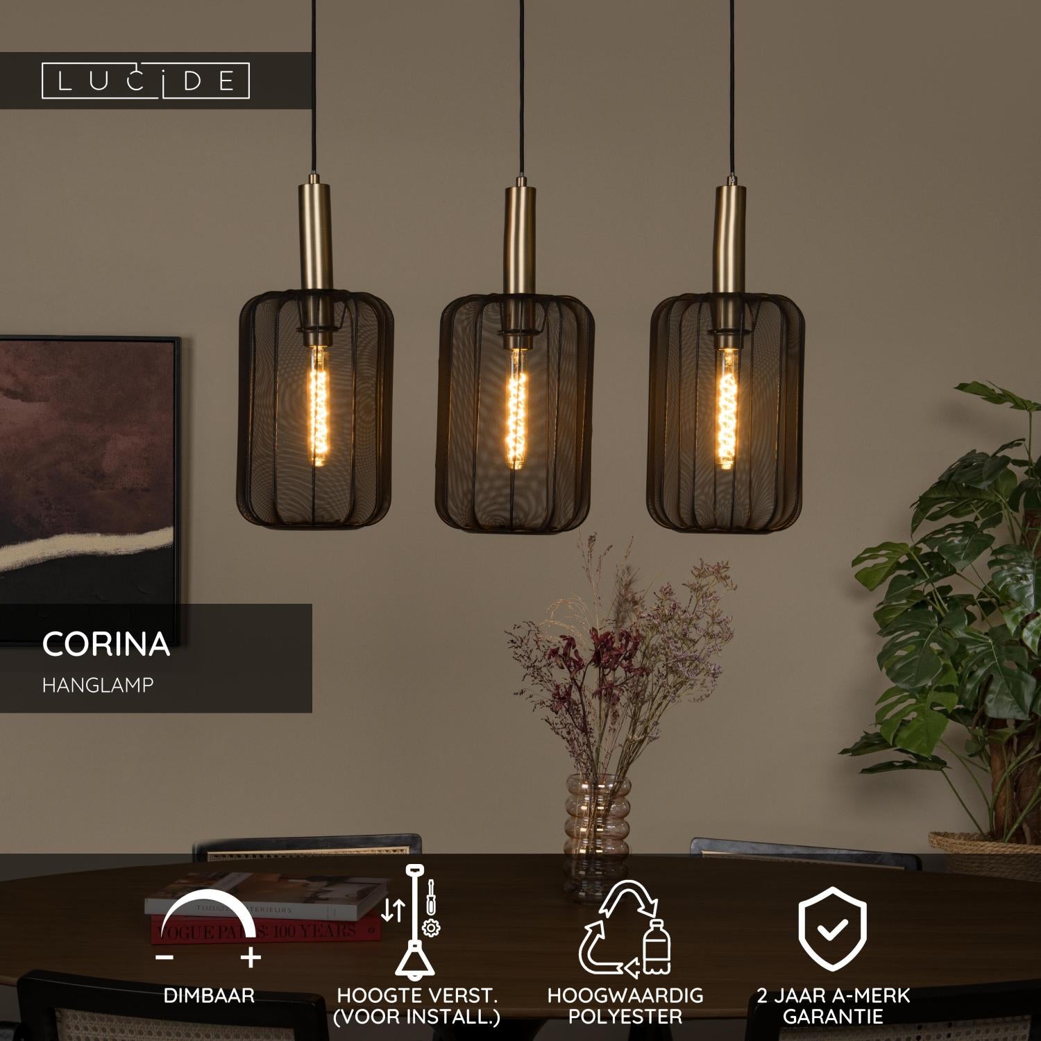 CORINA - Suspension - 3xE27 - Noir