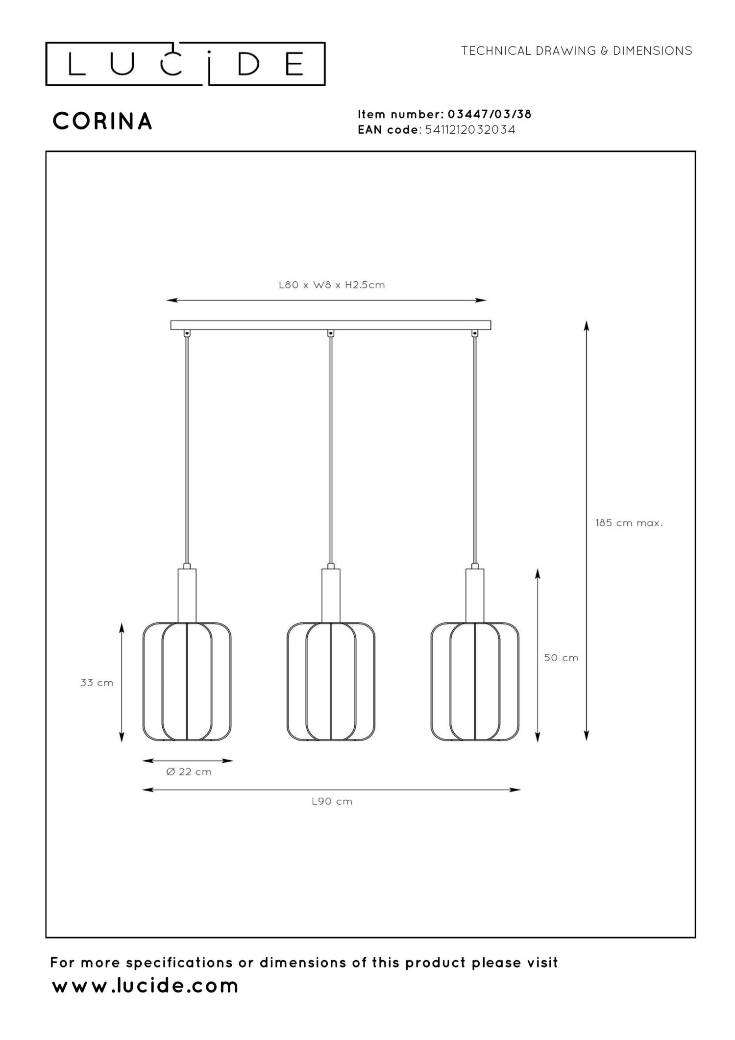 CORINA - Suspension - 3xE27 - Beige