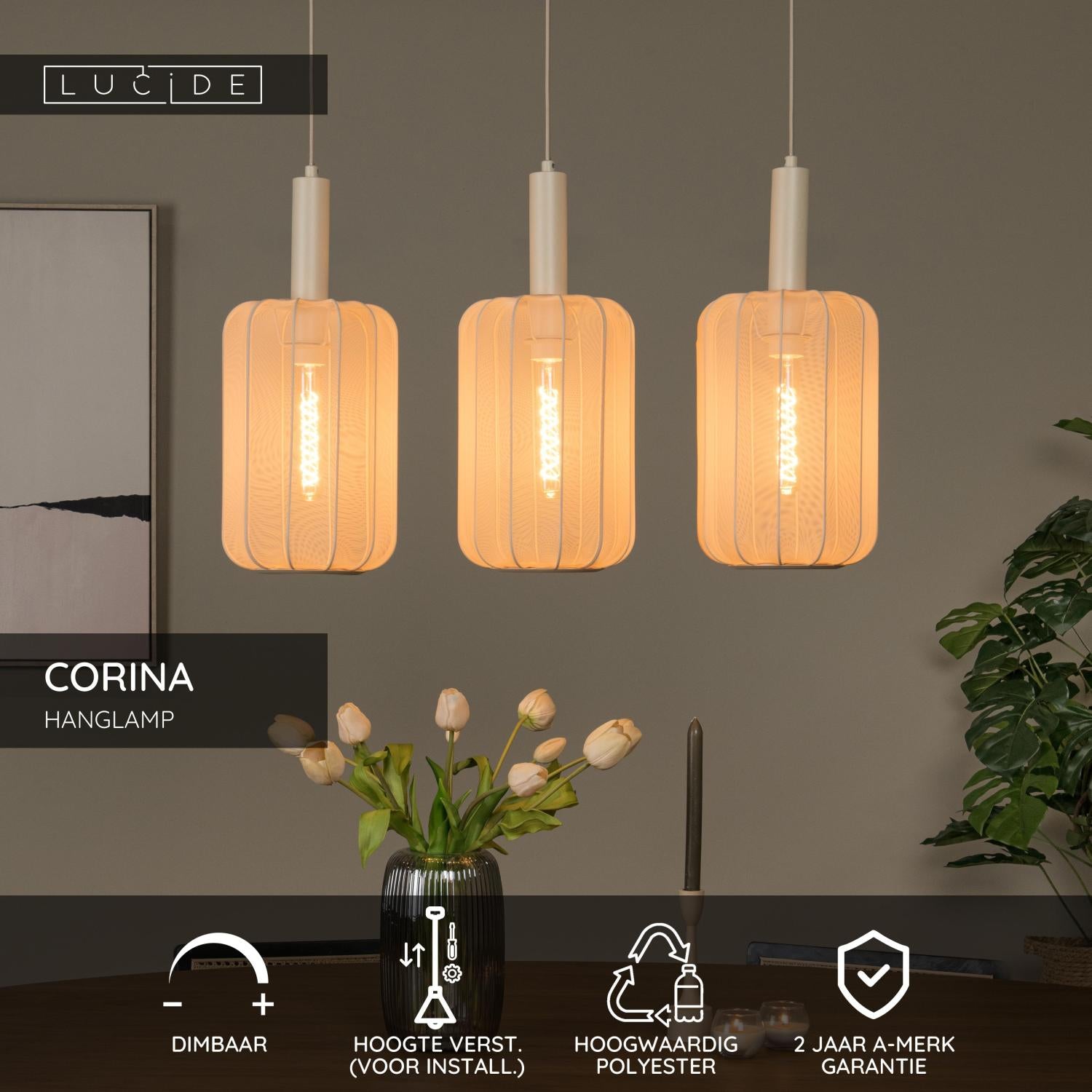 CORINA - Suspension - 3xE27 - Beige