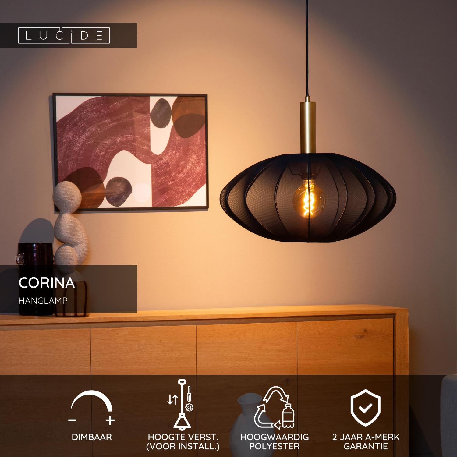 CORINA - Suspension - Ø 50 cm - 1xE27 - Noir