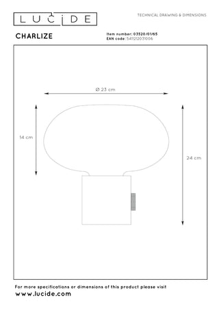CHARLIZE - Tafellamp - Ø 23 cm - 1xE27 - Zwart