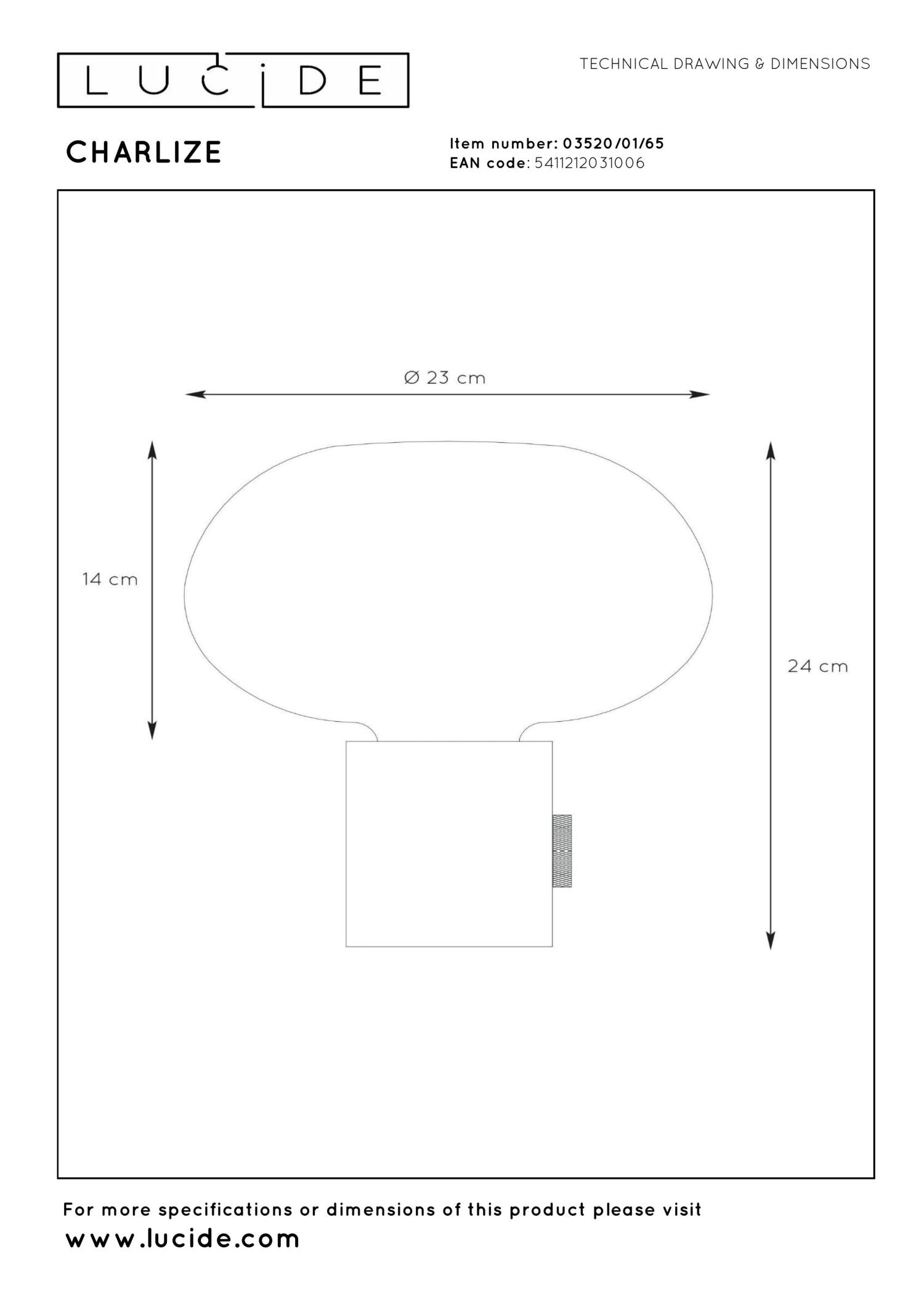 CHARLIZE - Tafellamp - Ø 23 cm - 1xE27 - Zwart