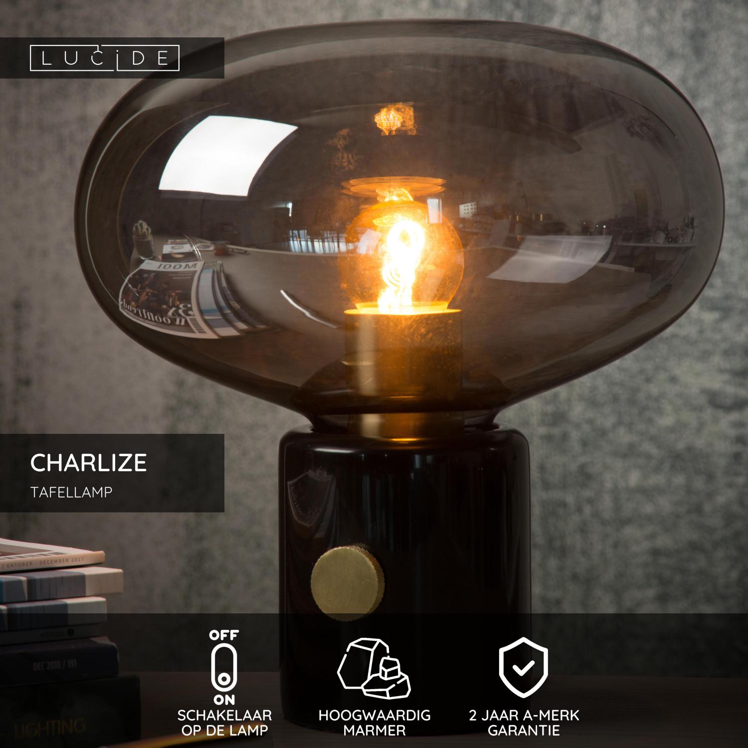 CHARLIZE - Tafellamp - Ø 23 cm - 1xE27 - Zwart