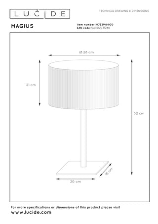 MAGIUS - Lampe de table - Ø 28 cm - 1xE27 - Naturel