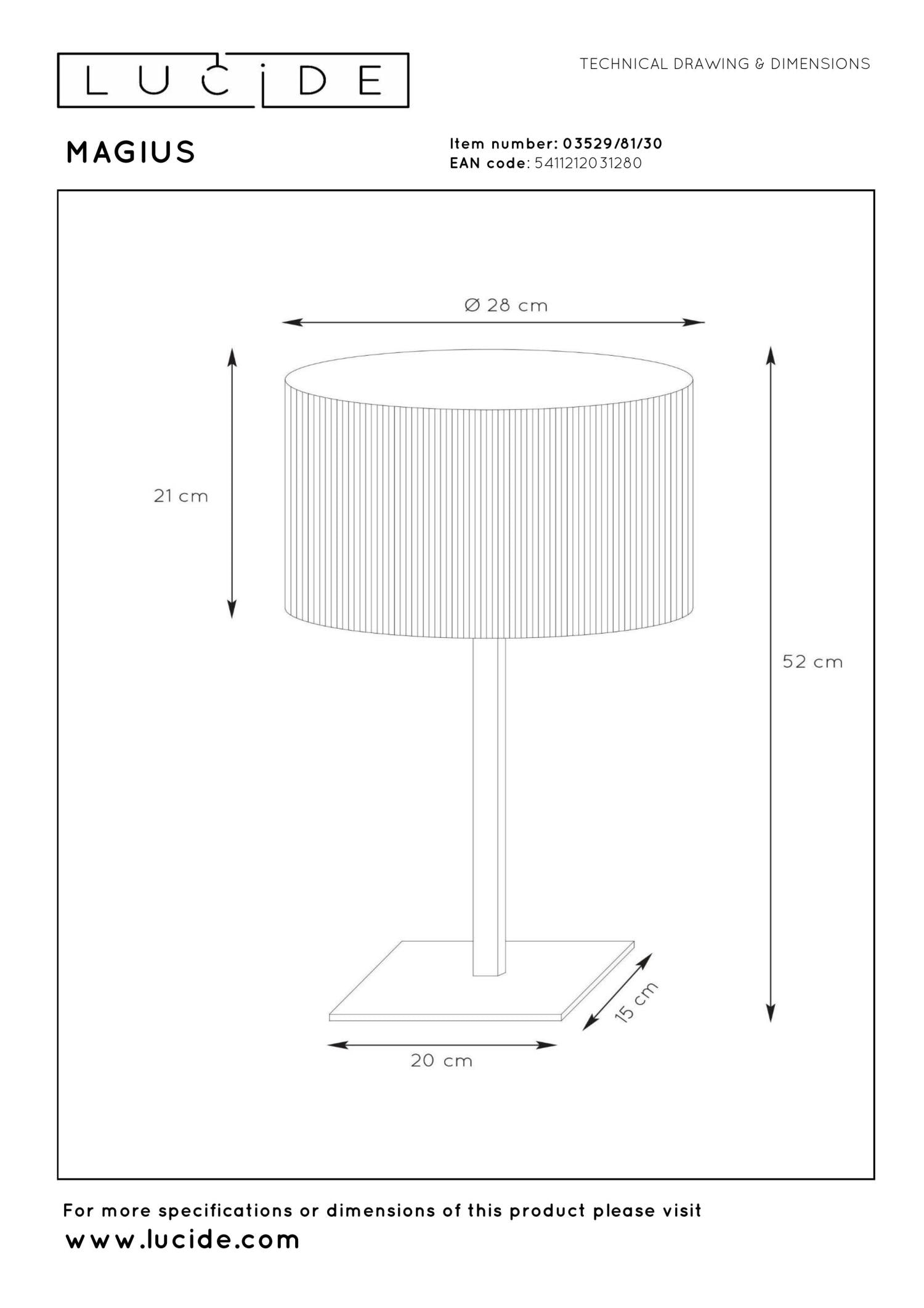 MAGIUS - Lampe de table - Ø 28 cm - 1xE27 - Naturel