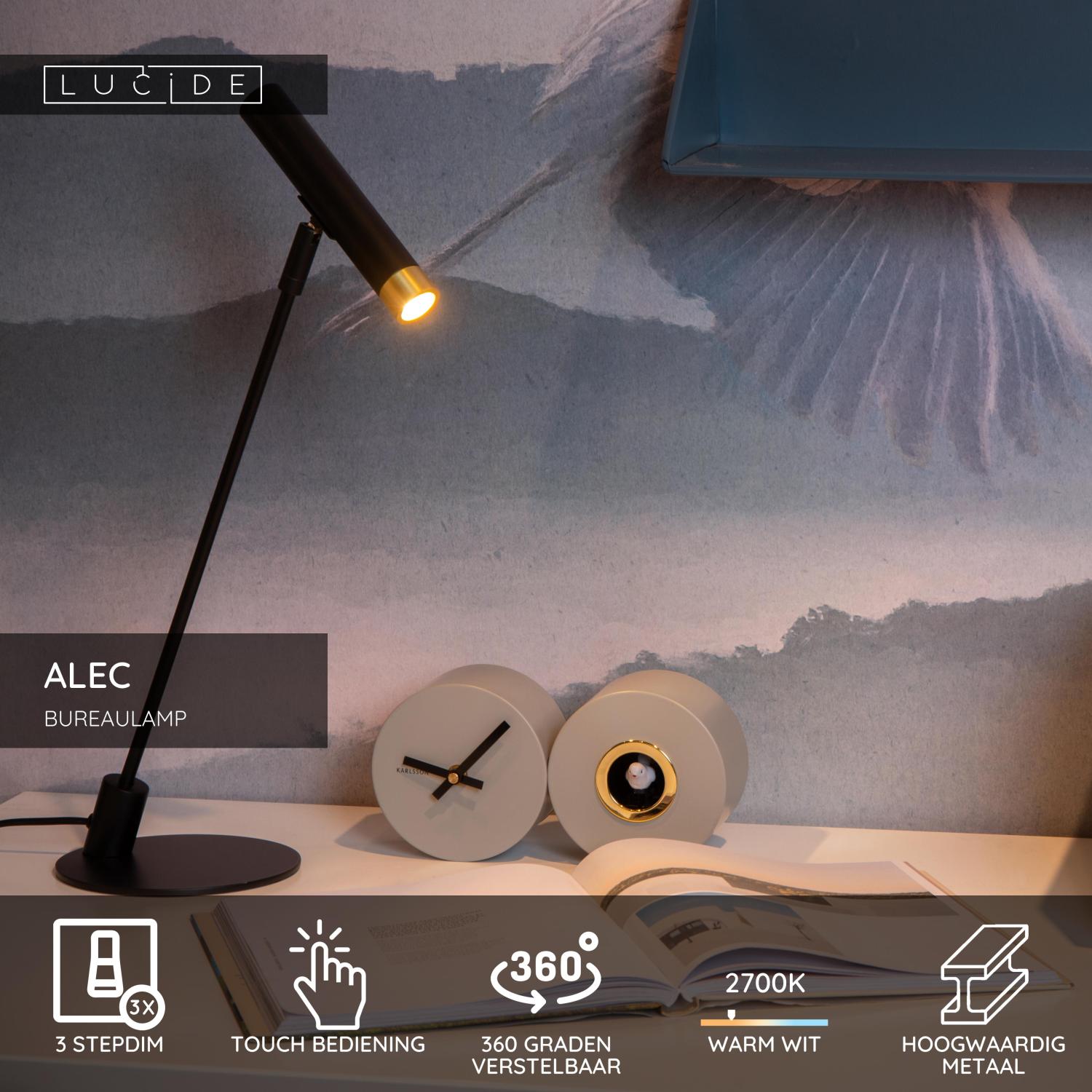 ALEC - Bureaulamp - LED 3 StepDim - G9 - 1x3W 2700K - Inclusief omwisselbare ringen - Zwart