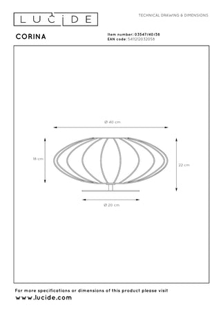 CORINA - Table lamp - Ø 40 cm - 1xE27 - Beige