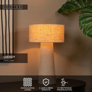 LEEROY - Tafellamp - Ø 30 cm - 1xE27 - Taupe