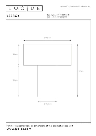 LEEROY - Lampe de table - 1xE27 - Taupe