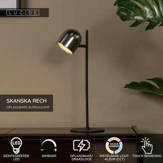 SKANSKA RECH - Rechargeable desk lamp Indoor/Outdoor - Battery - LED Dimmable - CCT - 1x3W 3000K/6000K - IP44 - Iron grey