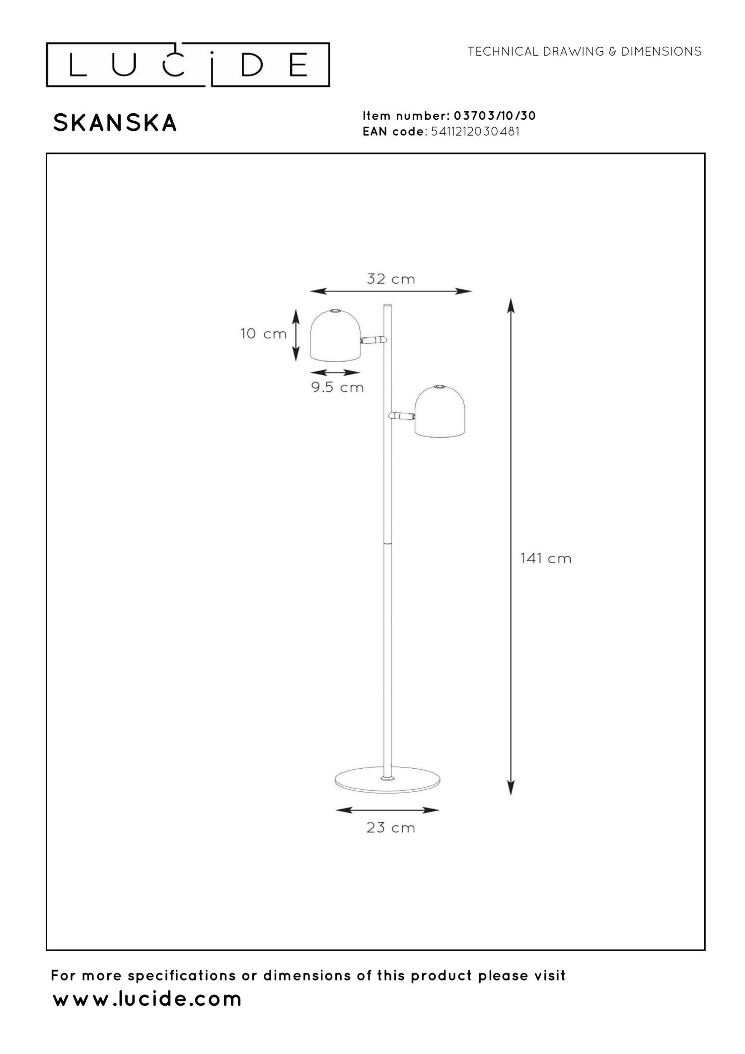SKANSKA - Floor lamp - LED 3 StepDim - 2x5W 3000K - Black