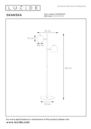 SKANSKA - Lampadaire - LED 3 StepDim - 2x5W 3000K - Blanc
