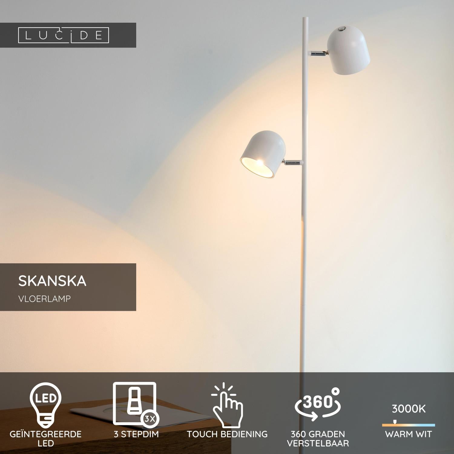 SKANSKA - Lampadaire - LED 3 StepDim - 2x5W 3000K - Blanc