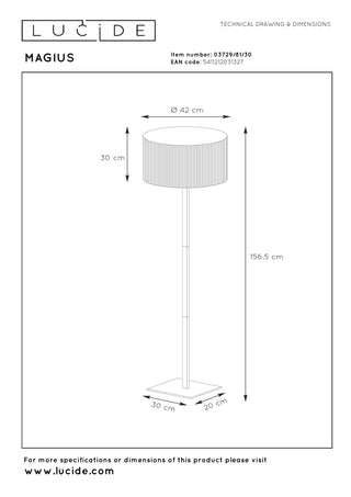 MAGIUS - Vloerlamp - Ø 42 cm - 1xE27 - Naturel