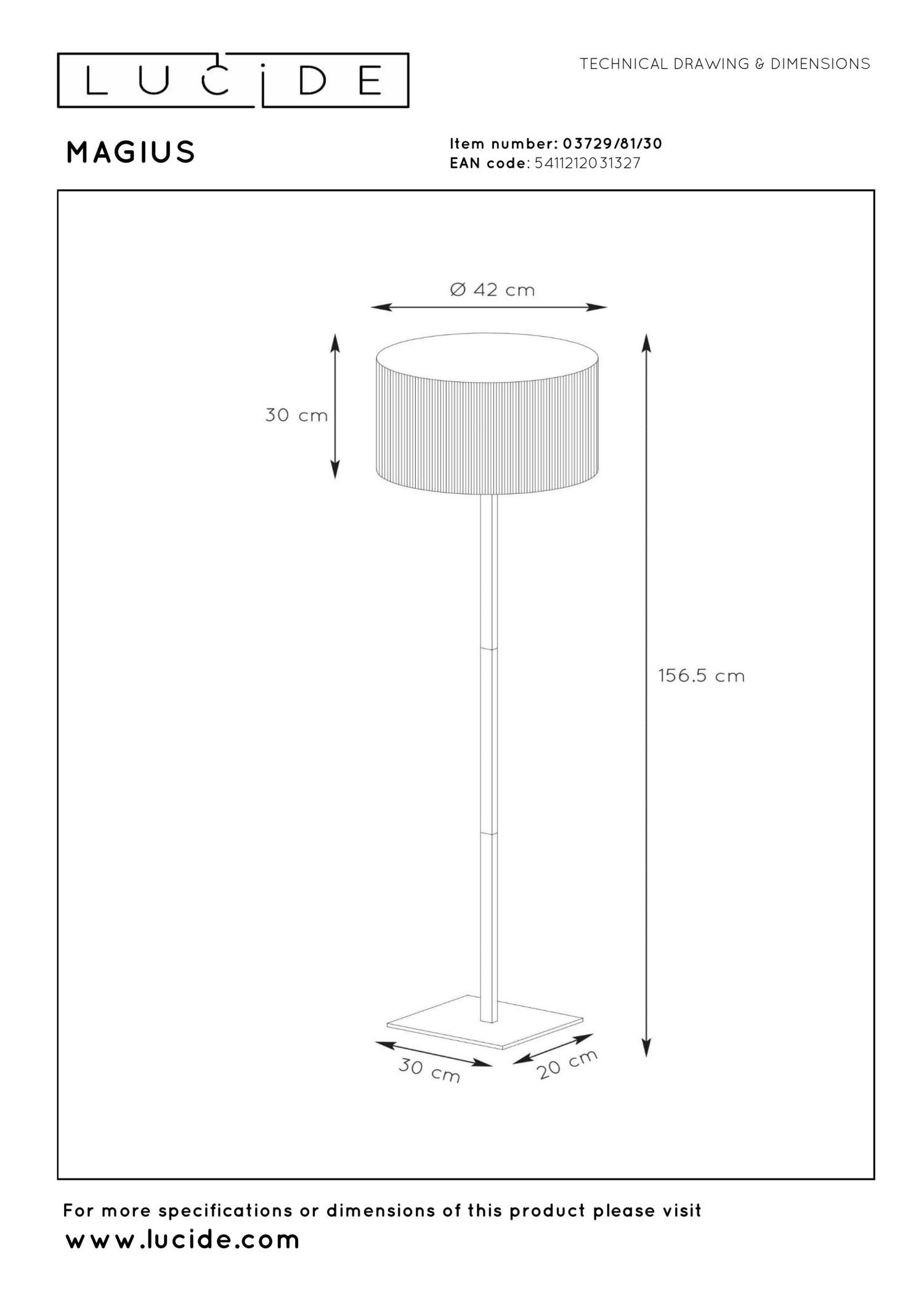 MAGIUS - Vloerlamp - Ø 42 cm - 1xE27 - Naturel
