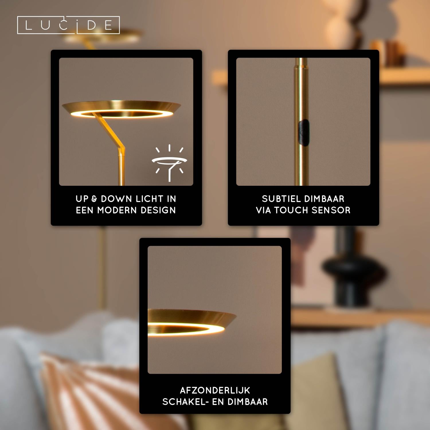CELESTE - Floor lamp - Ø 28 cm - LED Dimmable - 1x21W 2700K - Matt Gold / Brass