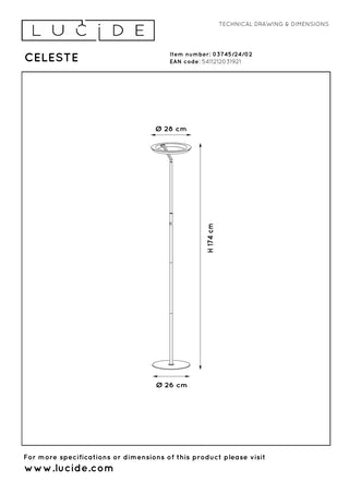 CELESTE - Floor lamp - Ø 28 cm - LED Dimmable - 1x21W 2700K - Matt Gold / Brass