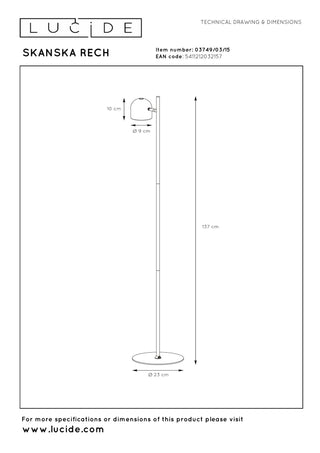 SKANSKA RECH - Oplaadbare Vloerlamp Binnen/Buiten - Accu/Batterij - Ø 23 cm - LED Dimb. - CCT - 1x3W 3000K/6000K - IP44 - Grijs ijzer