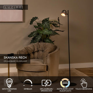 SKANSKA RECH - Oplaadbare Vloerlamp Binnen/Buiten - Accu/Batterij - Ø 23 cm - LED Dimb. - CCT - 1x3W 3000K/6000K - IP44 - Grijs ijzer