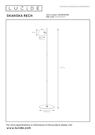 SKANSKA RECH - Oplaadbare Vloerlamp Binnen/Buiten - Accu/Batterij - Ø 23 cm - LED Dimb. - CCT - 1x3W 3000K/6000K - IP44 - Koffie