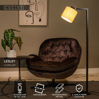 LESLEY - Lampadaire - 1xE27 - Noir