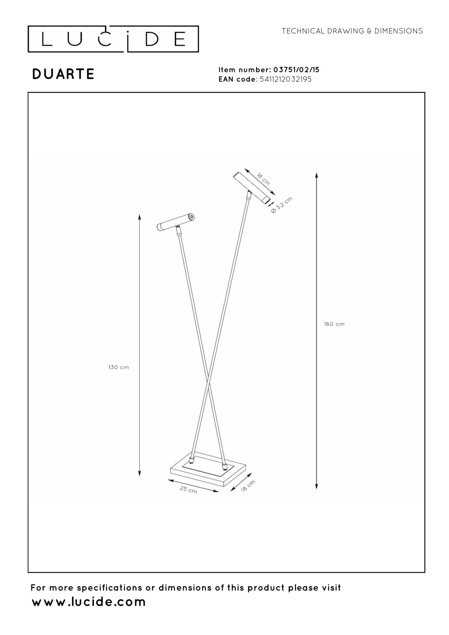 DUARTE - Lampadaire - 2xG9 - Fer gris | Vibes
