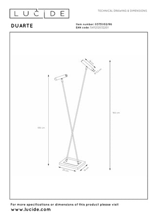 DUARTE - Lampadaire - 2xG9 - Café | Vibes