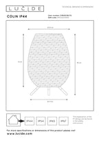 COLIN IP44 - Lampe de table rechargeable Intérieur/Extérieur - Batterie/Pile - LED 3 StepDim - 1x3W 3000K - IP44 - Naturel