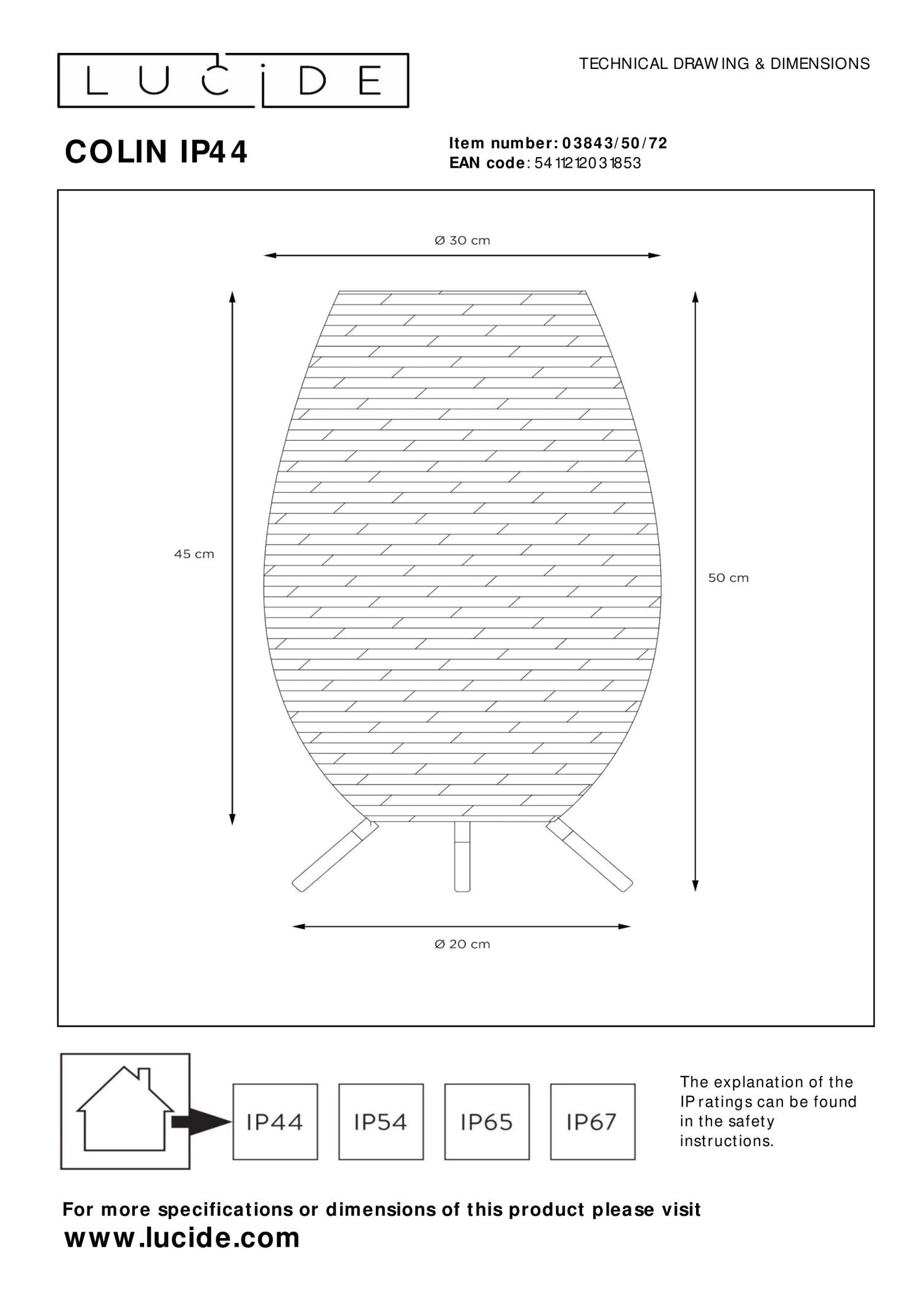 COLIN IP44 - Rechargeable table lamp Indoor/Outdoor - Battery - LED 3 StepDim - 1x3W 3000K - IP44 - Natural