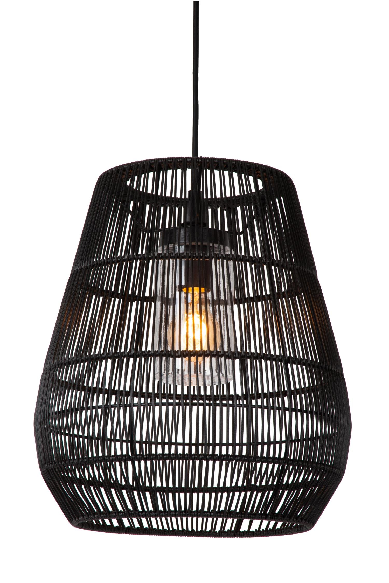 NERIDA - Suspension Intérieur/Extérieur - Ø 35 cm - 1xE27 - IP44 - Adapté aux plafonds hauts - Noir