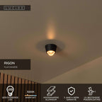 RIGON - Plafonnier - Ø 9 cm - LED - 1x6W 3000K - Noir