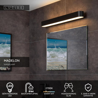 MADELON - Applique murale Salle de bain - LED - 1x9W 2700K - IP44 - Noir
