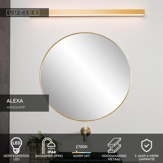 ALEXA - Wandlamp Badkamer - LED - 1x13W 2700K - IP44 - Mat Goud / Messing