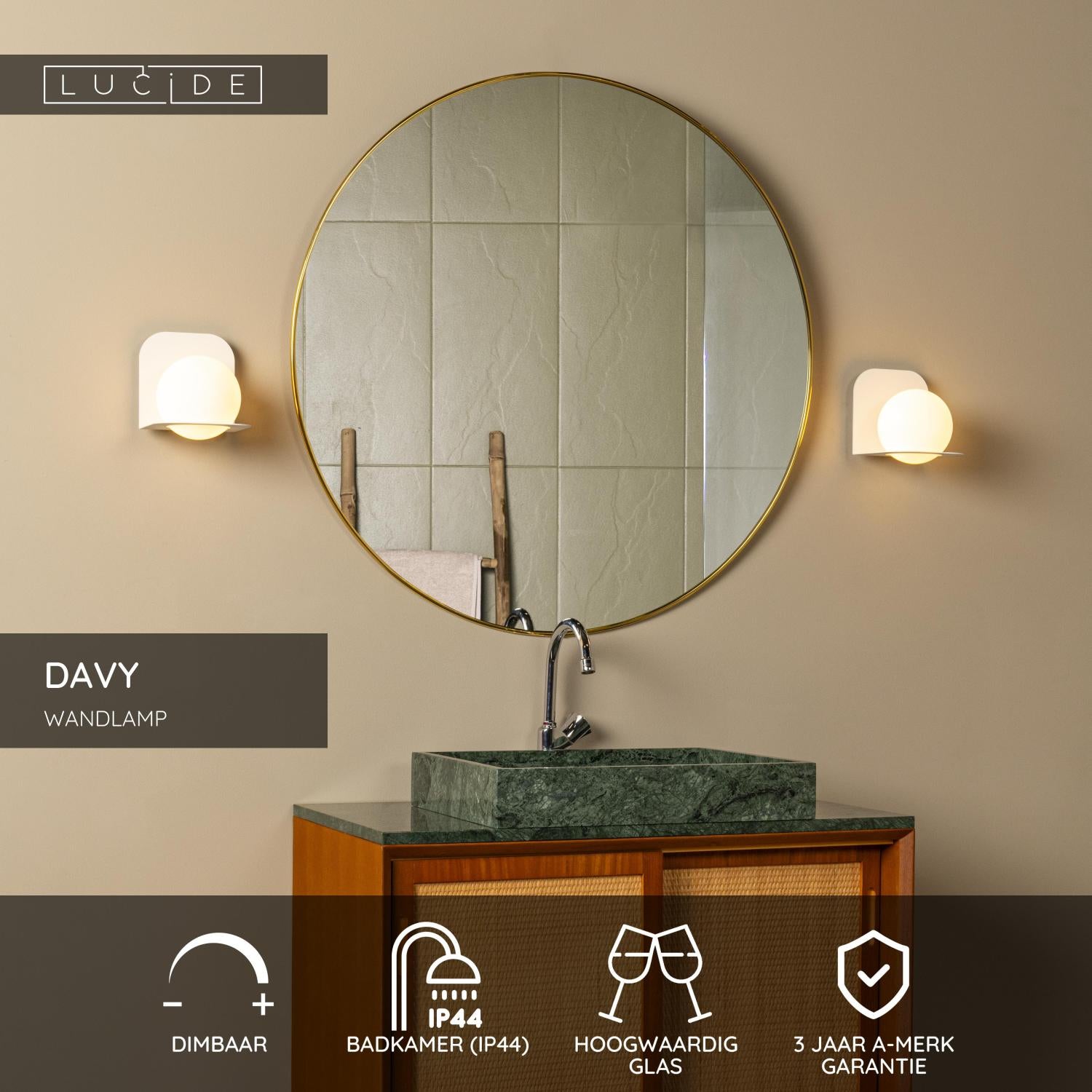 DAVY - Wandlamp Badkamer - 1xG9 - IP44 - Wit