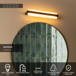 WANDA - Wandlamp Badkamer - LED - 1x15W 3000K - IP44 - Zwart