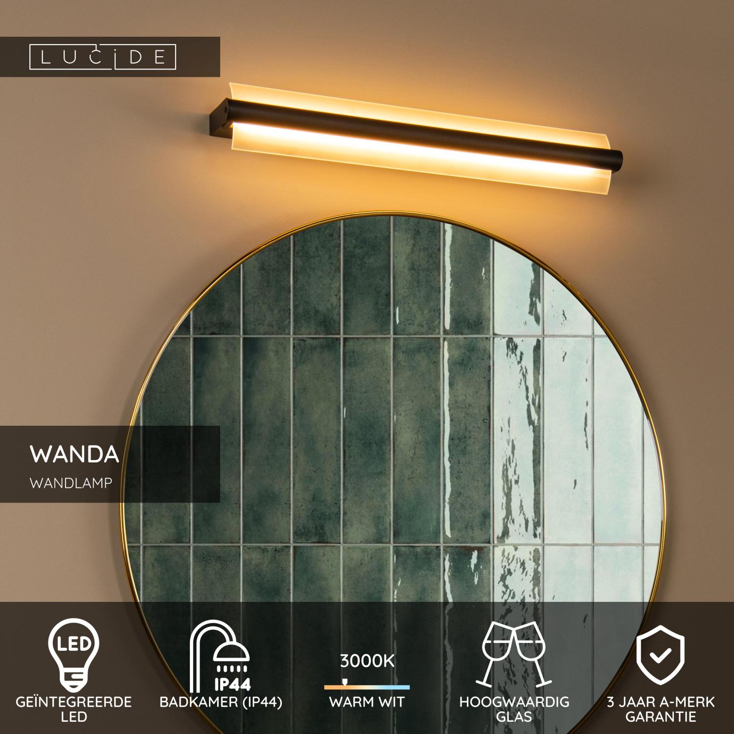 WANDA - Wandlamp Badkamer - LED - 1x19W 3000K - IP44 - Zwart